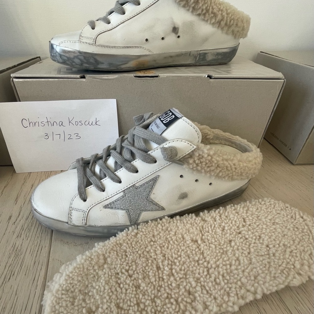 Golden goose shearling sabot